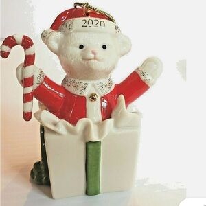 Lenox 2029 Red  and White Bear Ornament with Candy Cane